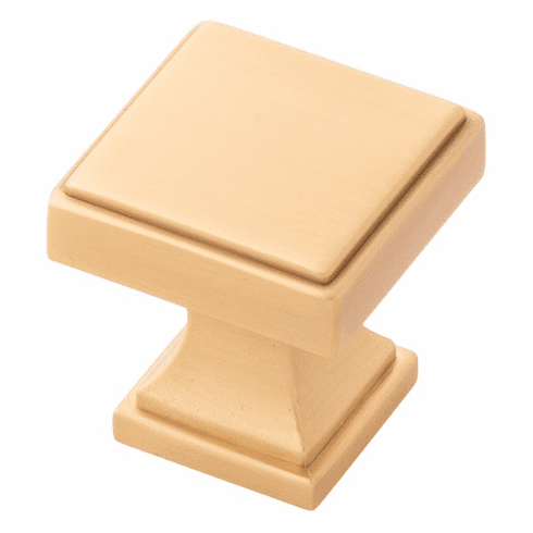 Belwith B077458-BGB Brownstone Knob, 1-1/8" Sq. Brushed Golden Brass