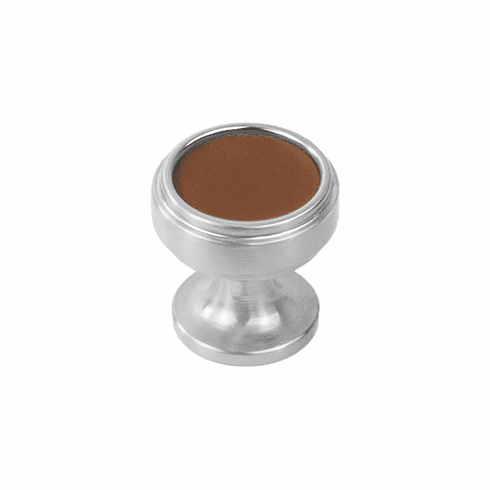 Belwith B077977LRSN Reserve Knob, 1-1/4" Dia Brown Leather w/Satin Nickel