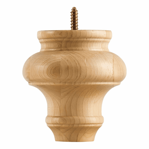 Hardware Resources BF4-RW 4" x 4" Turned Bun Foot  Species: Rubberwood