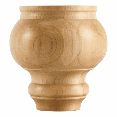 BF45ALD 4-1/2" x 4-1/2" Turned Bun Foot. Species: Alder