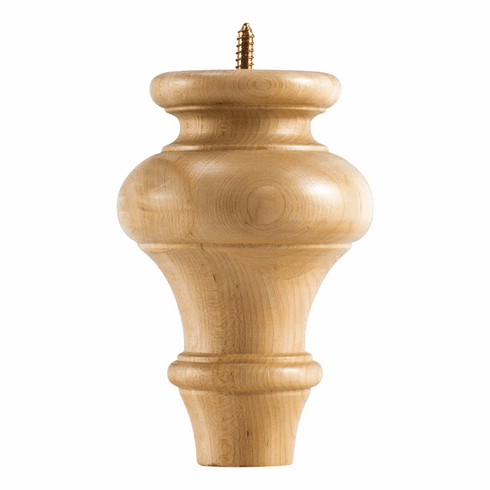 Hardware Resources BF60RW 4" x 6" Turned Bun Foot  Species: Rubberwood