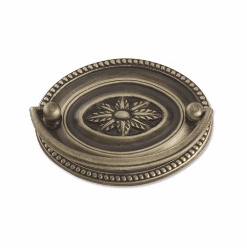 Bouvet 1638-64-057 Cabinet Drop Pull with Escutcheon CC:64mmL:82mm W:65mm P:16mm Antique Brass