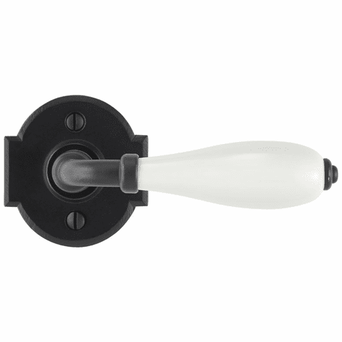 Bouvet 2393-53-079 Knob on rosette set - Complete tubular privacy set for 1 3/4" door L:120mm W:27mm P:56mm Ivory Porcelaine / Rust