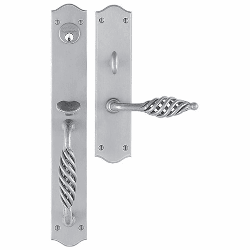 Bouvet 2507-160-012 Libourne Entrance Handle Set - Complete single cylinder set for 2 1/4" door L:154mm W:29mm P:70mm Pewter