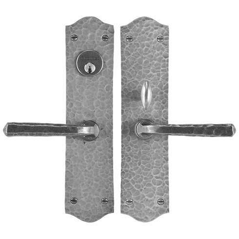 Bouvet 2578-144-023 Handle set for interior or exterior door - Complete single cylinder set for 1 3/4" door L:264mm W:62mm P:3mm Hammered Antique Brass