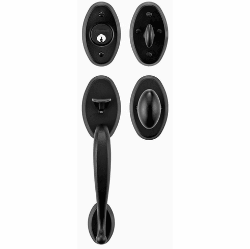 Bouvet 2850-144-007 Tubular Entrance Handle Set - Complete single cylinder set for 1 3/4" door L:103mm W:65mm Black