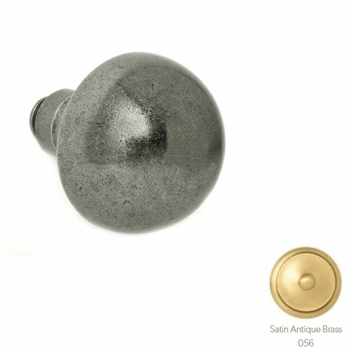 Bouvet 4153-16-056 Round Knob 50mm (1.97") Diameter, 7mm Shaft, Satin Antique Brass