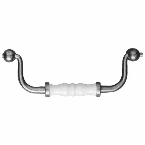 Bouvet 5012-128-062 Porcelaine Drop Pull CC:128mmL:138mm W:48mm White Porcelaine / Pewter