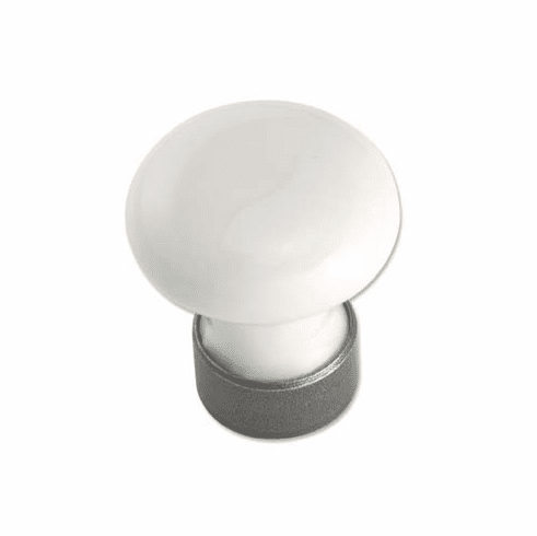 Bouvet 5600-35-064 Round Porcelaine Knob D:35mm P:36mm White porcelaine / Polished nickel