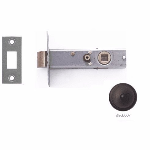 Bouvet-8913-60-007 Privacy Tubular Latch for Knob set with Push button, Backset 2.3/8", 7mm shaft with strike and face plate, Black