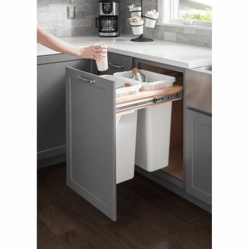 CAN-TMD2135B-K Kit including Top Mount Soft-close Double Trash Can Unit - for 21" Opening with Black 35 QT Trashcans