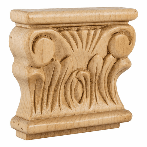 CAP1MP 3-1/2" x 3-7/8" x 1" Acanthus Applique Capital. Species: Maple