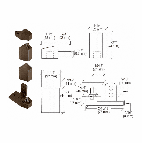 CRL JACKSON OP31-LH-DU Op31 Series Offset Pivot Set OP31LHDU OP31 LH DU