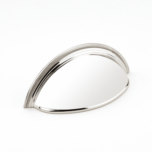 Schaub 575-PN Atherton, Cup Pull, Plain Surface, Knurled Edges, Polished Nickel, 3" cc