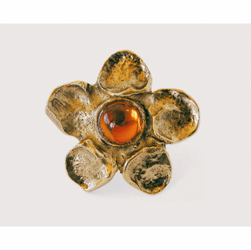 Emenee OR187S Flower Design Cabinet Knob with Stone 2 inch x 1-1/2 inch