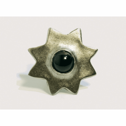 Emenee or358bs Sun Shape Cabinet Knob Black Stone Length 1-3/4 inch AMS-Antique Matte Silver