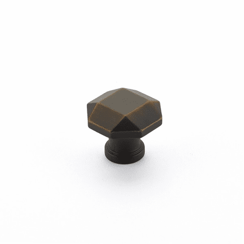 Schaub 531-ABZ Menlo Park, Faceted Knob, Ancient Bronze, 1-1/4"
