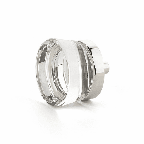 Schaub 77-PN City Lights, Knob, Clear, Flat Disc Glass, Polished Nickel base..