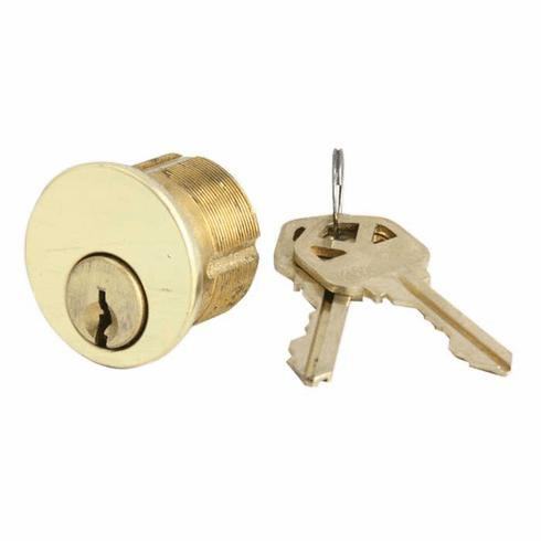 GMS M100-KW-3 1 Mort Cylinder Pol Brass - Kwikset