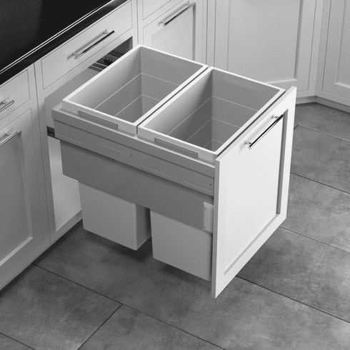 Hafele Waste Bin Pull-Out, Hailo US Cargo FF 21, (Face Frame), Dark silver gray, Item# 502.77.523, 50277523, 502-77-523