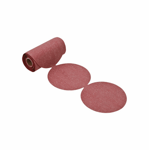 Hafele Abrasive Disc, PSA 5", Aluminum Oxide, Rolls, no Holes, Premier Red, 320 grit, Item# 005.32.318, 00532318, 005-32-318
