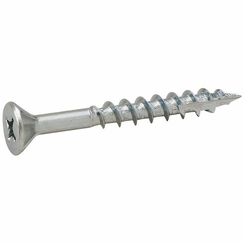 Hafele Zip-R Screw, Flat Countersunk Head, #2 Phillips, with Nibs, Steel, #8 x 2 1/2", Partial, Zinc; alternative for 010.23.974, Item# 010.23.166, 01023166, 010-23-166