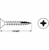 Hafele Zip-R Screw, Flat Countersunk Head, #2 Phillips Drive, Type 17, #8 x 2 1/2", Partial, Zinc; alternative for 010.21.974, Item# 010.23.184, 01023184, 010-23-184