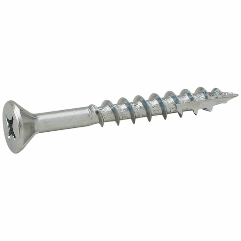 Hafele Zip-R Screw, Flat Countersunk Head, #2 Phillips, with Nibs, Steel, #8 x 1 3/8", Partial Thread, Zinc, Item# 010.23.979, 01023979, 010-23-979