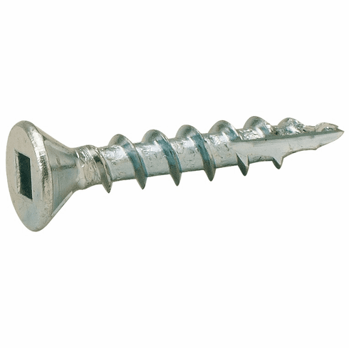 Hafele Zip-R Screw, Flat Countersunk Head, #2 Square Drive, #8 x 1", full thread, zinc, Item# 010.70.966, 01070966, 010-70-966