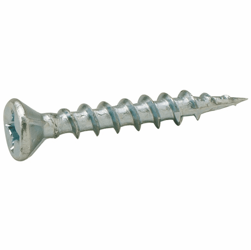 Hafele Zip-R Screw, Flat Countersunk Head, #2 Phillips, with Nibs, Steel, #6 x 1", Full Thread, Zinc, Item# 010.73.946, 01073946, 010-73-946