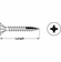 Hafele Zip-R Screw, Flat Countersunk Head, #2 Phillips, with Nibs, Steel, #8 x 3/4", Full Thread, Zinc, Item# 010.73.965, 01073965, 010-73-965