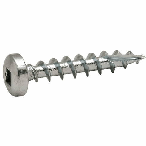 Hafele Zip-R Screw, Pan Head, #2 Square Drive, #6 x 1 1/4", Partial Thread, Zinc, Item# 010.82.948, 01082948, 010-82-948