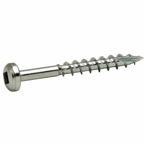 Hafele Zip-R Screw, Pan Head, #2 Square Drive, #8 x 1 1/4", Partial Thread, Zinc, Item# 010.82.968, 01082968, 010-82-968