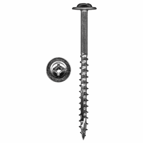 Hafele Cabinet Installation Screw, Round Washer Head, #3 Square Round Washer Head, Length #10 x 3 1/2"; White, Bulk Pack, Item# 010.89.703, 01089703, 010-89-703