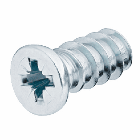 Hafele Euro screw, with Special Cylinder Head, #2 Pozi Drive, Bulk Pack, Length: (5/8") 16 mm, zinc, Item# 013.20.949, 01320949, 013-20-949