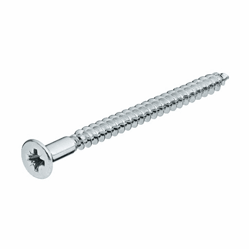 Hafele Flat Countersunk Head Screw, Hospa, countersunk head, PZ, zinc plated, central hole 2.5 mm, Length: #9 x 1 1/2", Item# 015.01.962, 01501962, 015-01-962