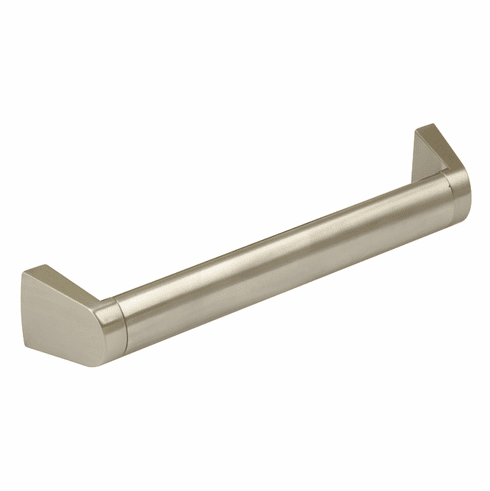 Hafele Furniture handle, Angled, Stainless Steel Bar with Zinc Alloy Feet, Fixing Centres 160 mm, Stainless steel effect, Item# 104.74.006, 10474006, 104-74-006