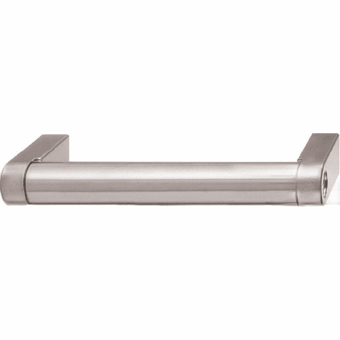 Hafele Handle, Matt & Matt Nickel, Stainless Steel & Zinc, Ø 14 mm, zinc alloy base and visible base screw, 96 mm CTC, Item# 104.74.061, 10474061, 104-74-061