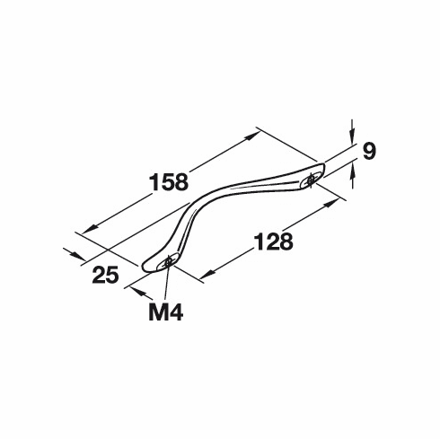 Hafele Handle, Zinc, Matt black, 128 mm CTC, Item# 107.20.303, 10720303, 107-20-303