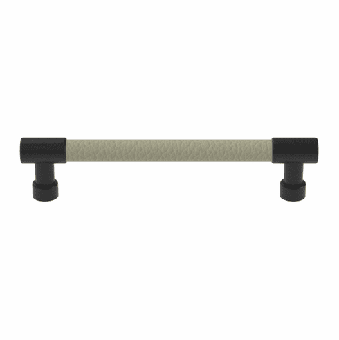Hafele Handle, Zinc, Faux Leather, TAG Traditional, Black/oyster, 128 mm CTC, Item# 111.95.401, 11195401, 111-95-401