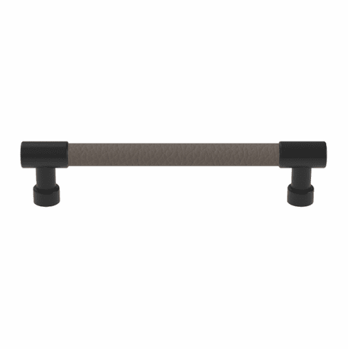 Hafele Handle, Zinc, Faux Leather, TAG Traditional, Black/pewter, 128 mm CTC, Item# 111.95.402, 11195402, 111-95-402