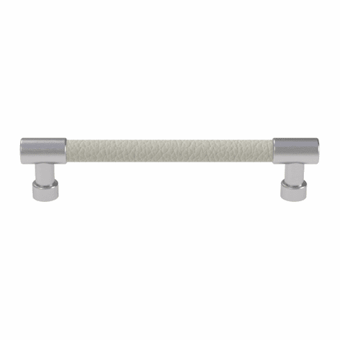 Hafele Handle, Zinc, Faux Leather, TAG Traditional, Matt aluminum/winter, 128 mm CTC, Item# 111.95.406, 11195406, 111-95-406
