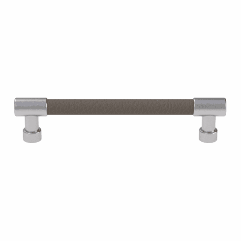 Hafele Handle, Zinc, Faux Leather, TAG Traditional, Matt aluminum/pewter, 128 mm CTC, Item# 111.95.408, 11195408, 111-95-408
