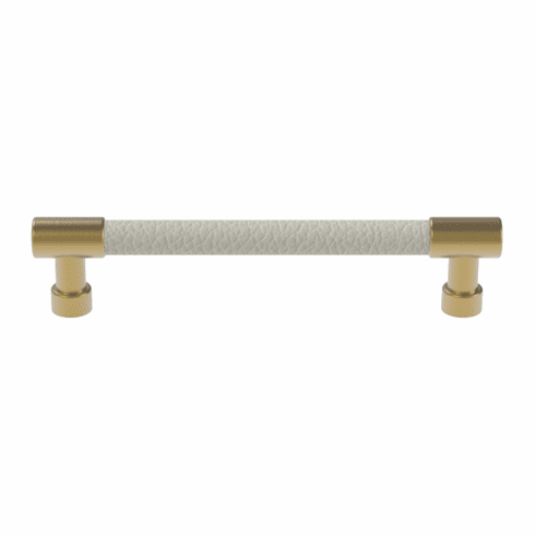 Hafele Handle, Zinc, Faux Leather, TAG Traditional, Matt gold/winter, 128 mm CTC, Item# 111.95.409, 11195409, 111-95-409