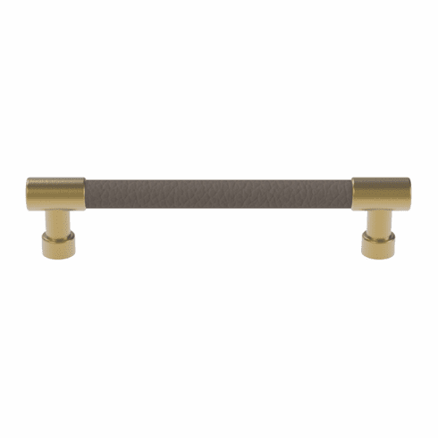 Hafele Handle, Zinc, Faux Leather, TAG Traditional, Matt gold/pewter, 128 mm CTC, Item# 111.95.411, 11195411, 111-95-411