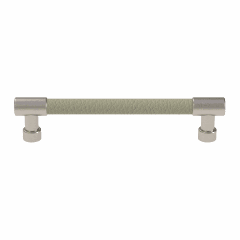 Hafele Handle, Zinc, Faux Leather, TAG Traditional, Matt nickel/oyster, 128 mm CTC, Item# 111.95.413, 11195413, 111-95-413