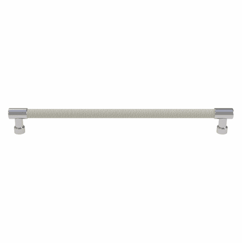Hafele Handle, Zinc, Faux Leather, TAG Traditional, Chrome/winter, 256 mm CTC, Item# 111.95.421, 11195421, 111-95-421