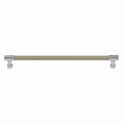 Hafele Handle, Zinc, Faux Leather, TAG Traditional, Chrome/oyster, 256 mm CTC, Item# 111.95.422, 11195422, 111-95-422