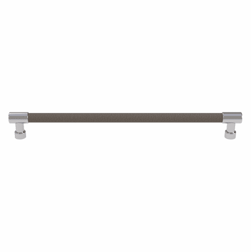 Hafele Handle, Zinc, Faux Leather, TAG Traditional, Chrome/pewter, 256 mm CTC, Item# 111.95.423, 11195423, 111-95-423