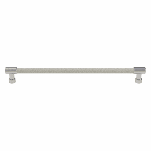 Hafele Handle, Zinc, Faux Leather, TAG Traditional, Matt aluminum/winter, 256 mm CTC, Item# 111.95.424, 11195424, 111-95-424